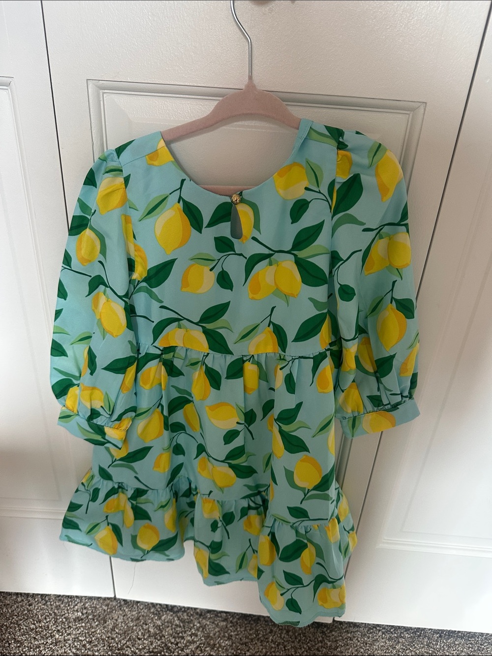 Janie and Jack Lemon Print Sundress in Aqua and Yellow